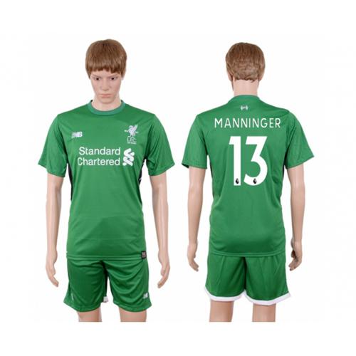Liverpool #13 Manninger Green Goalkeeper Soccer Club Jersey - Click Image to Close